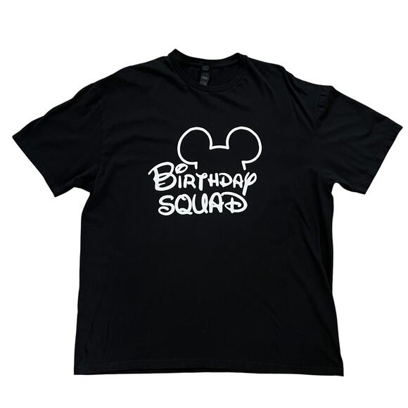 Disney Birthday Squad Men's Black Graphic Logo Tee  Mickey Ears Design Size 2XL - Picture 1 of 5